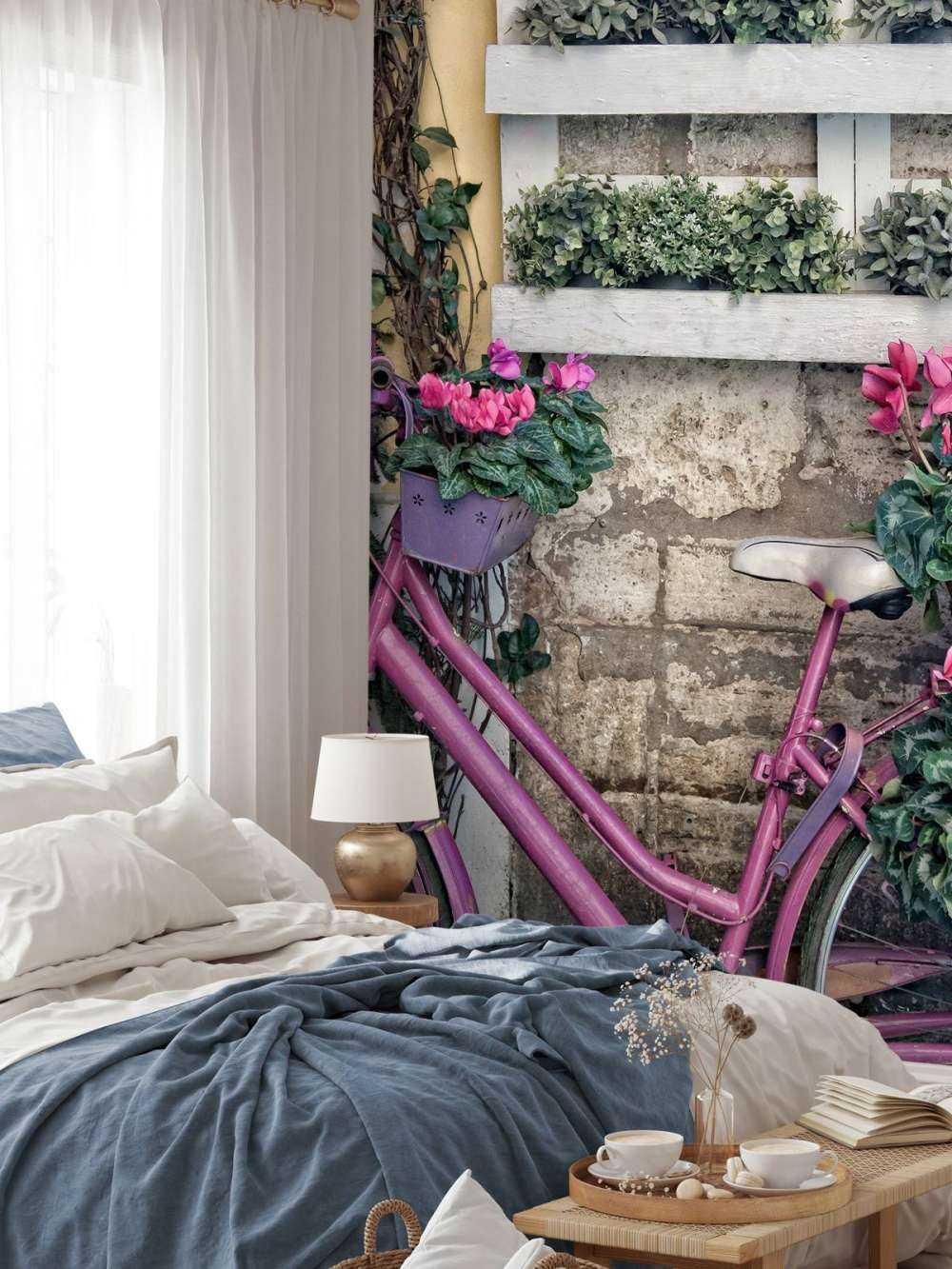 Vintage sykkel med blomster