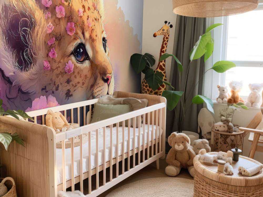 Drømmende valp mellom blomstene