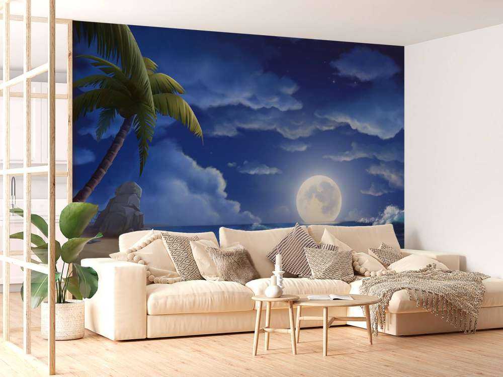 Vakker strand om natten