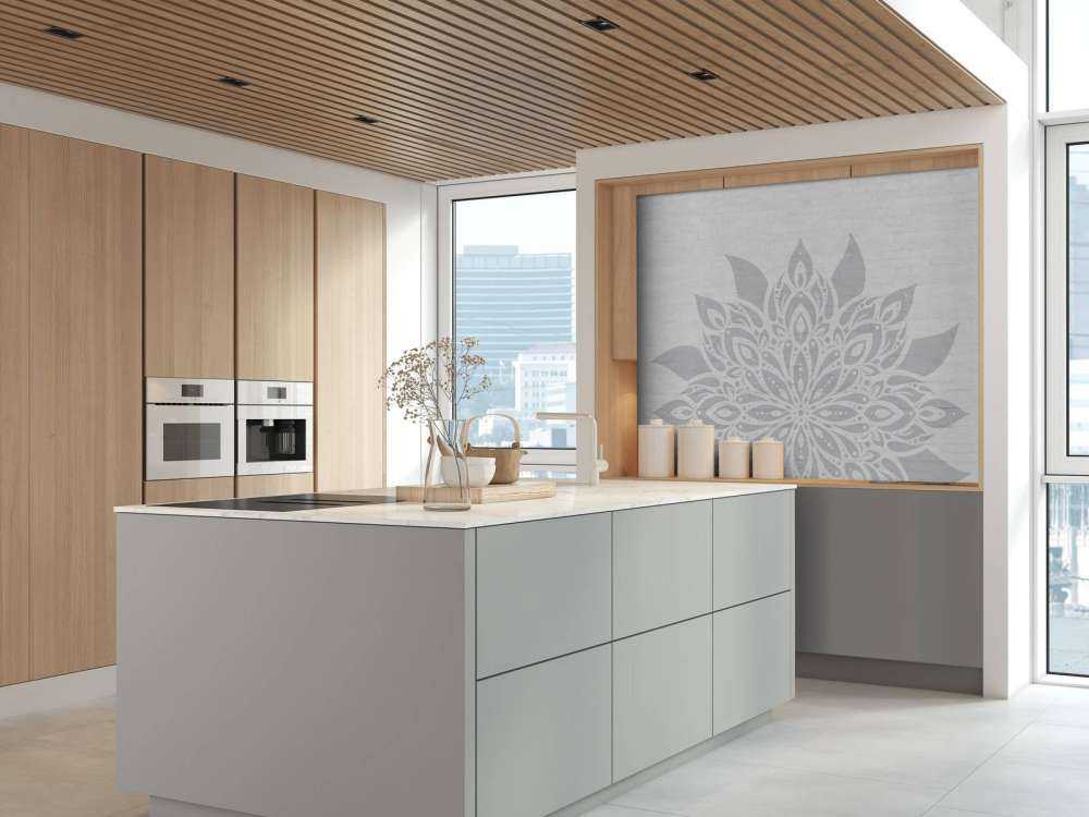 Lys grå mandala på murstein