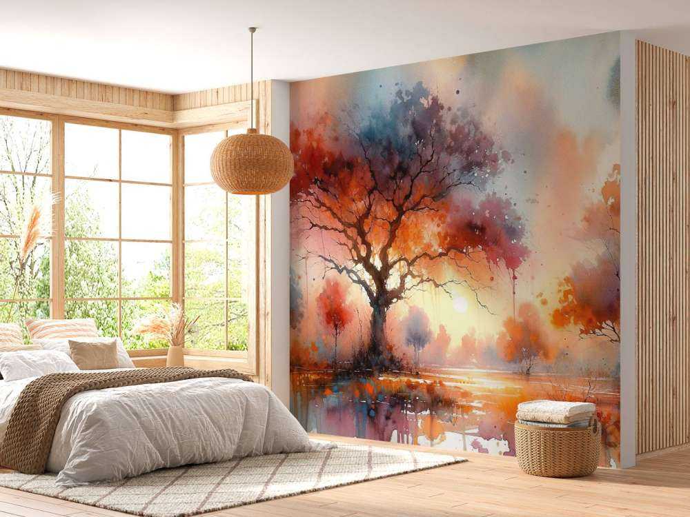 Høstens brennende baldakin i skumringen