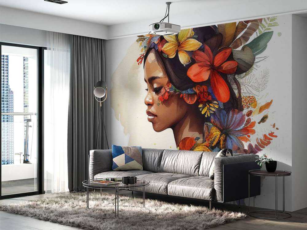 Watercolor Floral Indonesian Native Woman #4