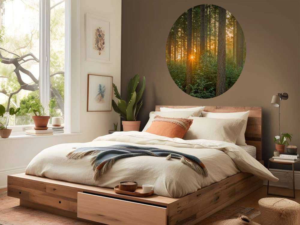 Solstråler i en barskog