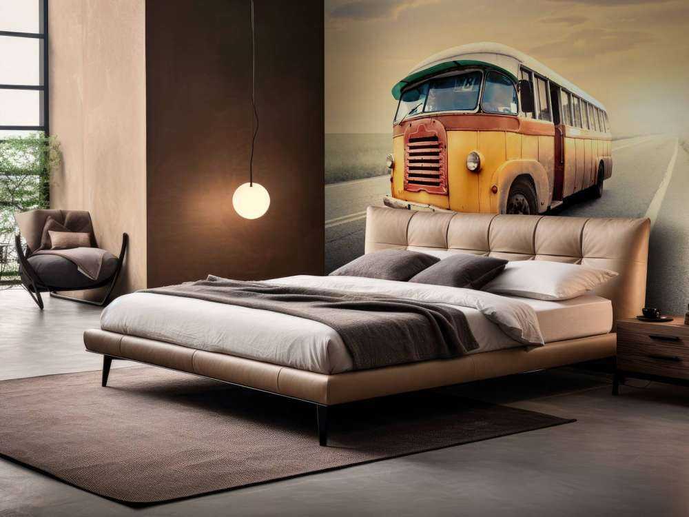 Buss på en öde väg