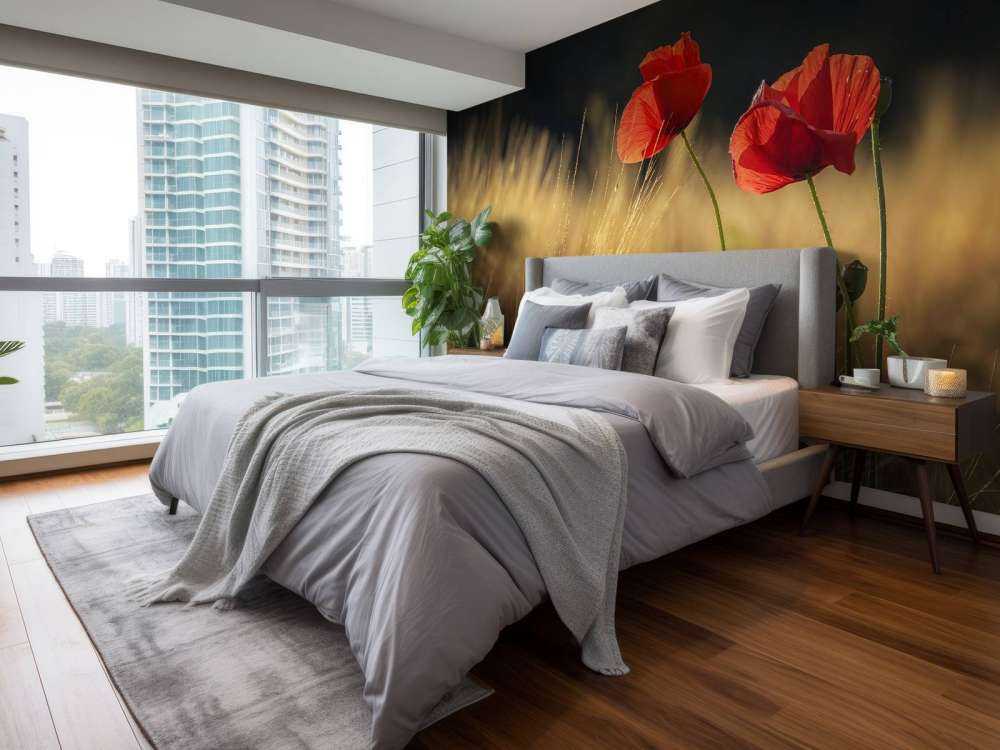 Vallmo i ett vetefält