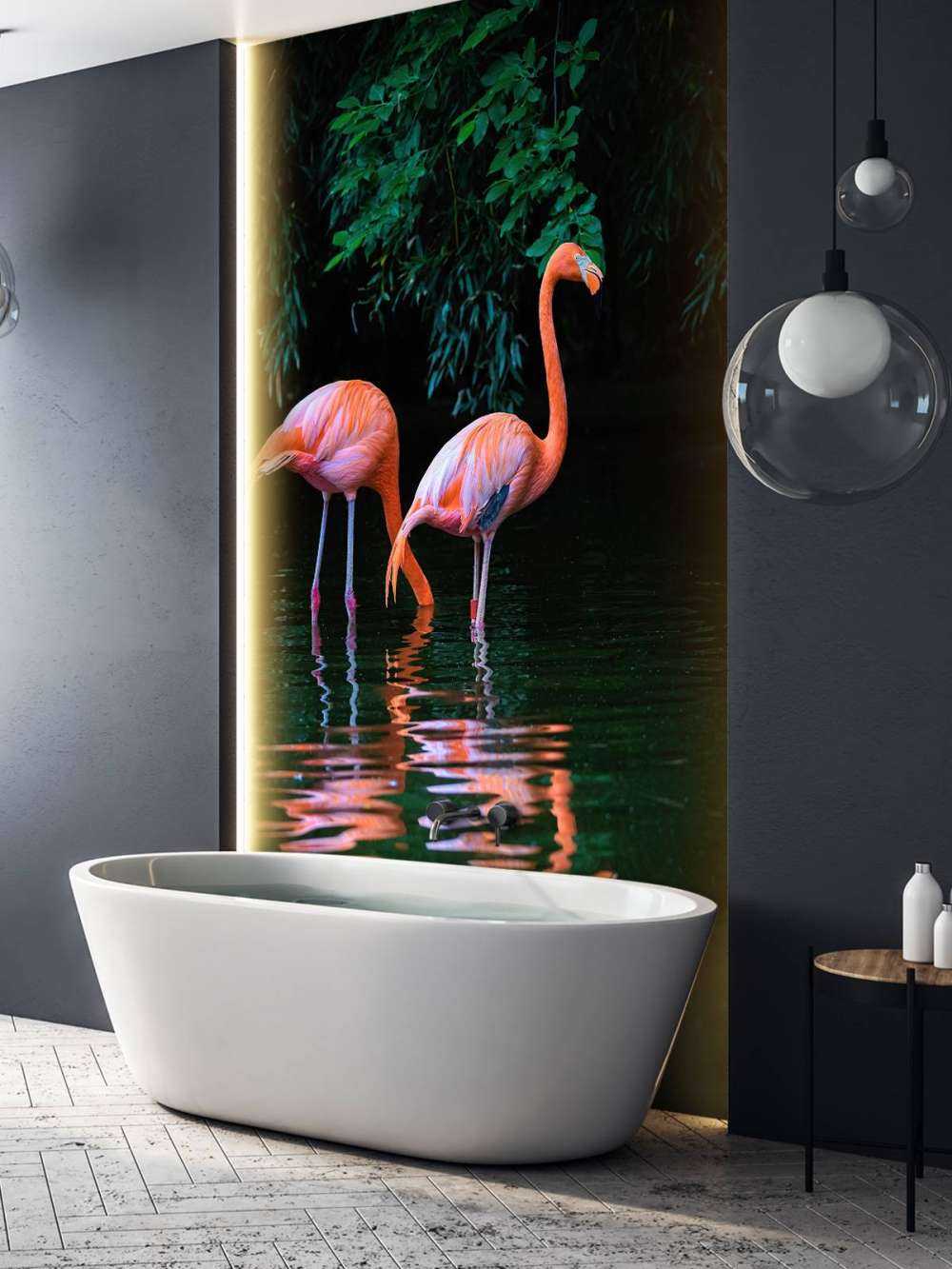 Två karibiska flamingor