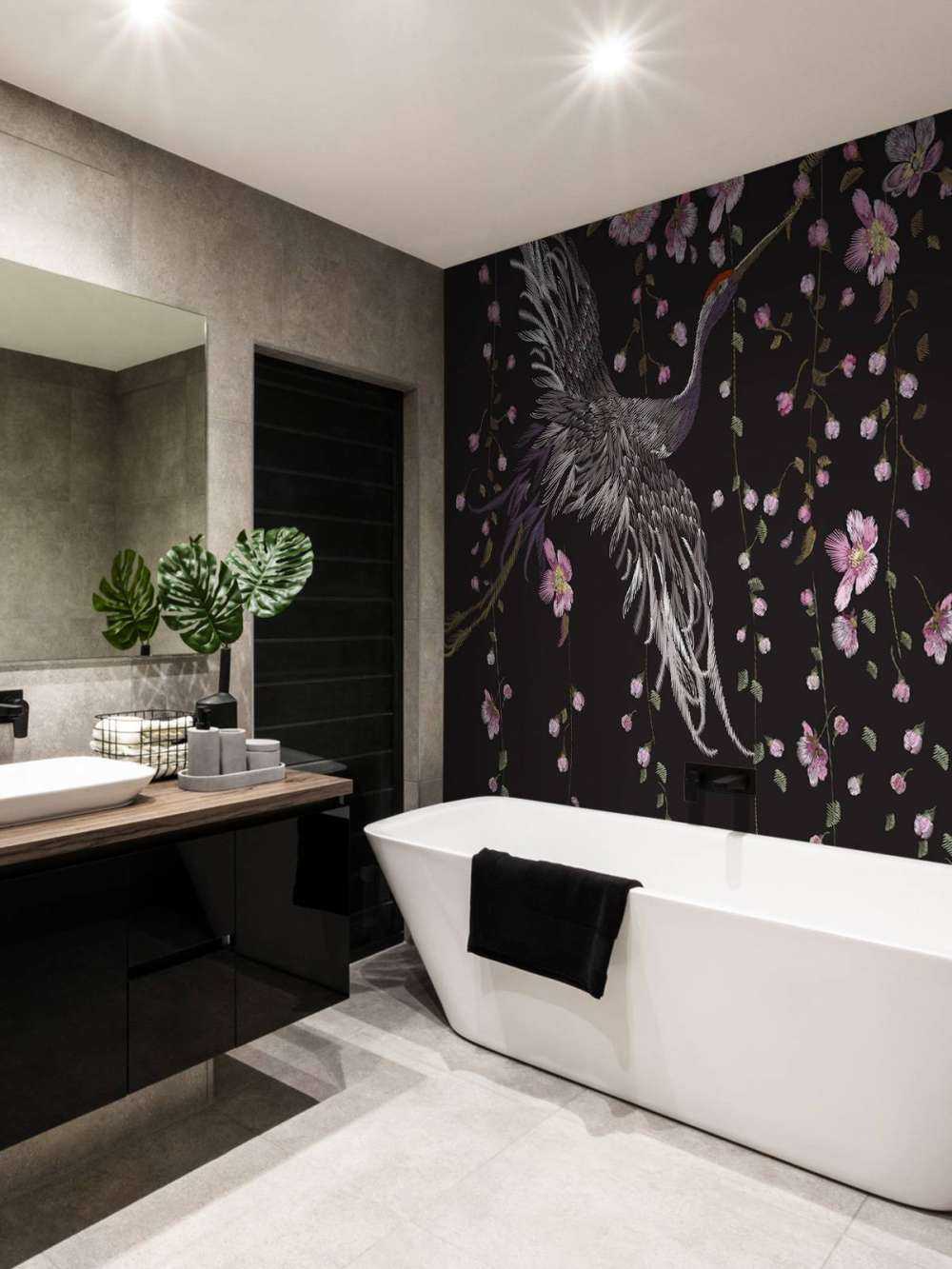 Tranor med rosa blommor