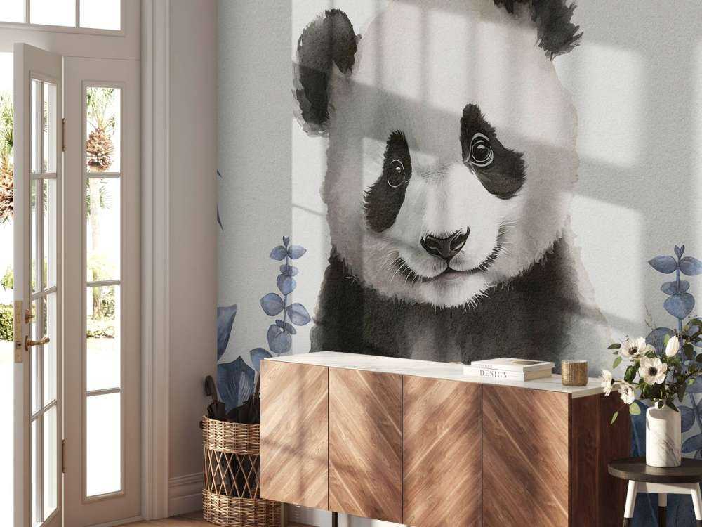Pandabarn i djungeln blå