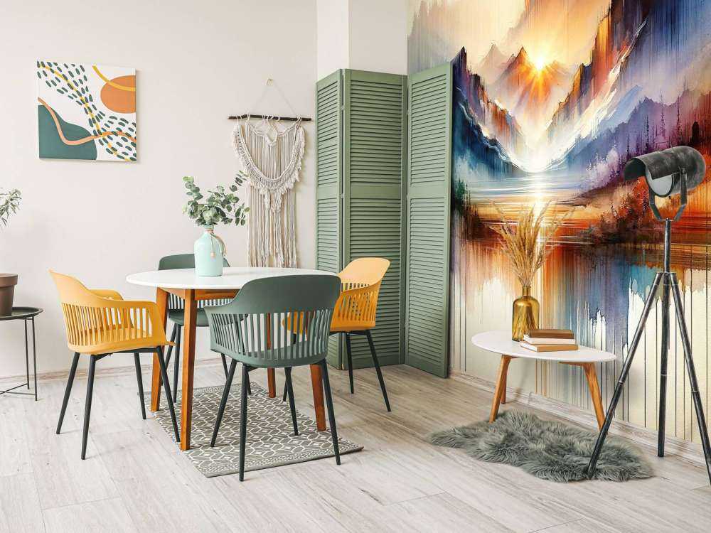 Akvarell Abstrakta Berg Landskap