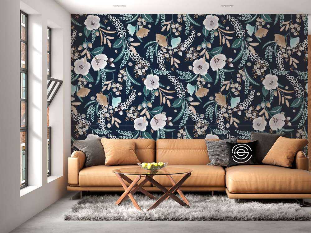 Blomsterträdgård vid midnatt