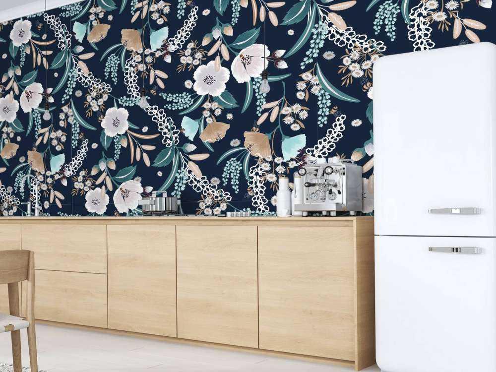 Blomsterträdgård vid midnatt