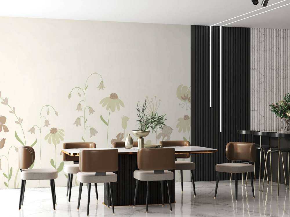 Blomsterfält hög beige med gammelrosa