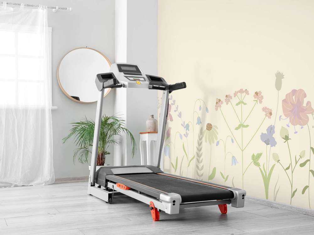 Blomsterfält i beige, gammelrosa, grönt och lila