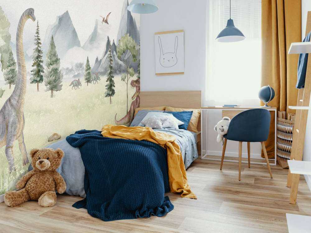 Landskap med färgdinosaurier