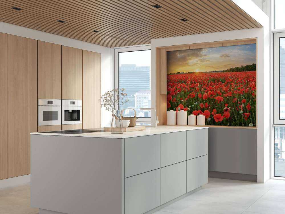 Solnedgång med vallmo