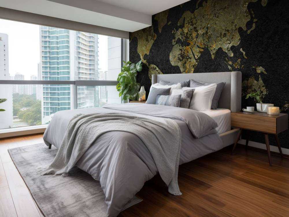 Verdenskort med guld-grøn tekstur