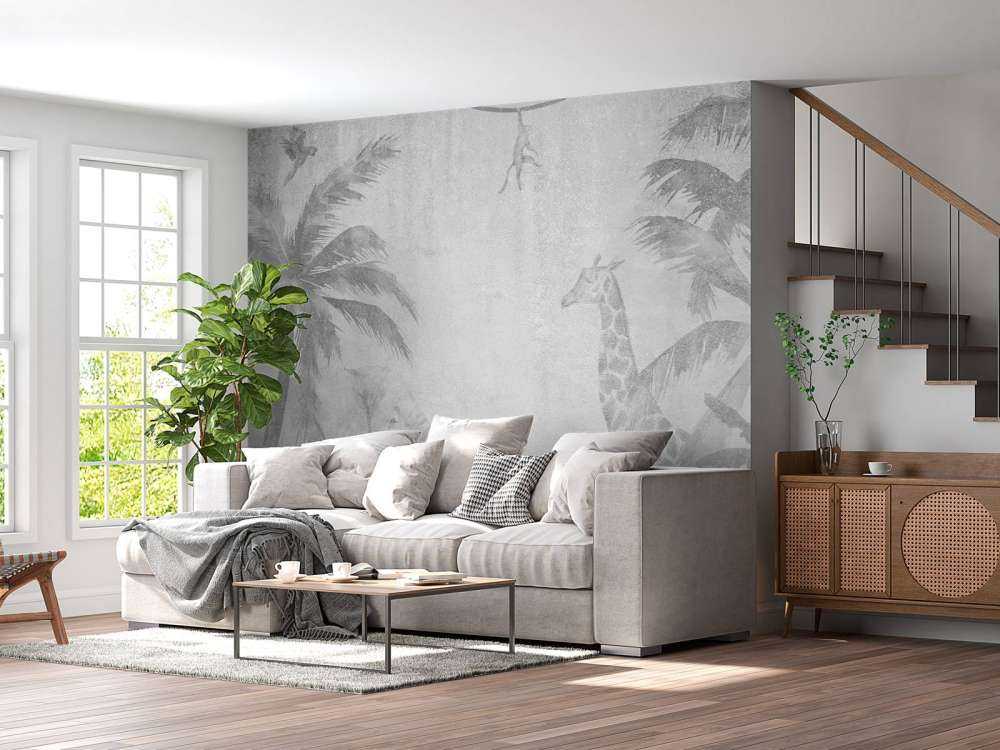 Muntere jungledyr på beton