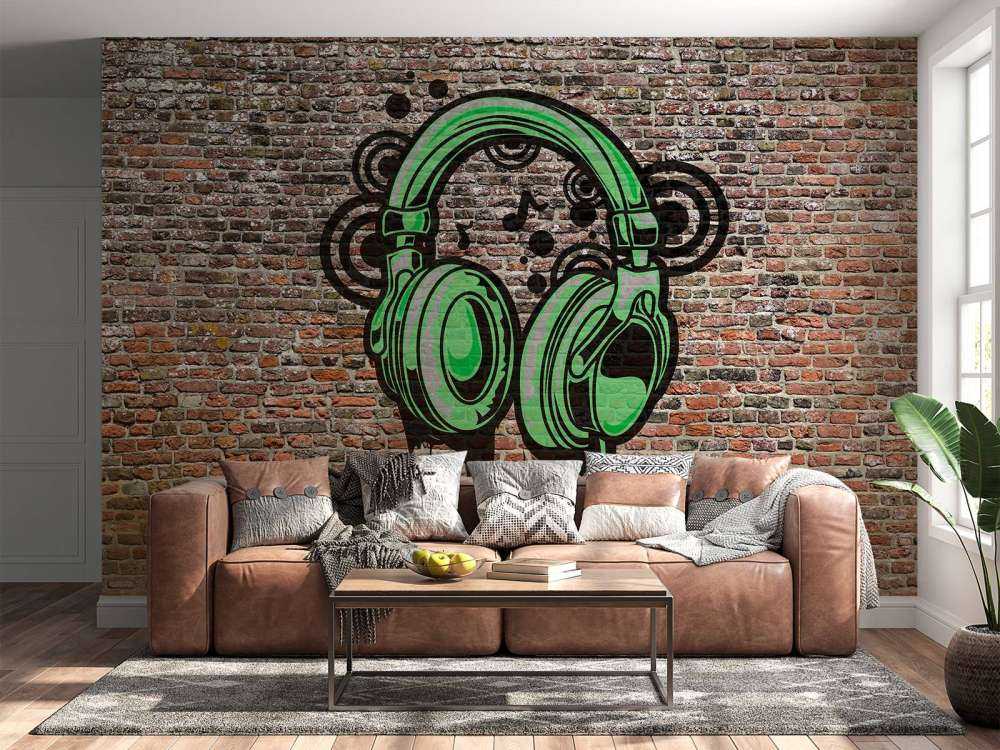 Graffiti på gammel murstensvæg