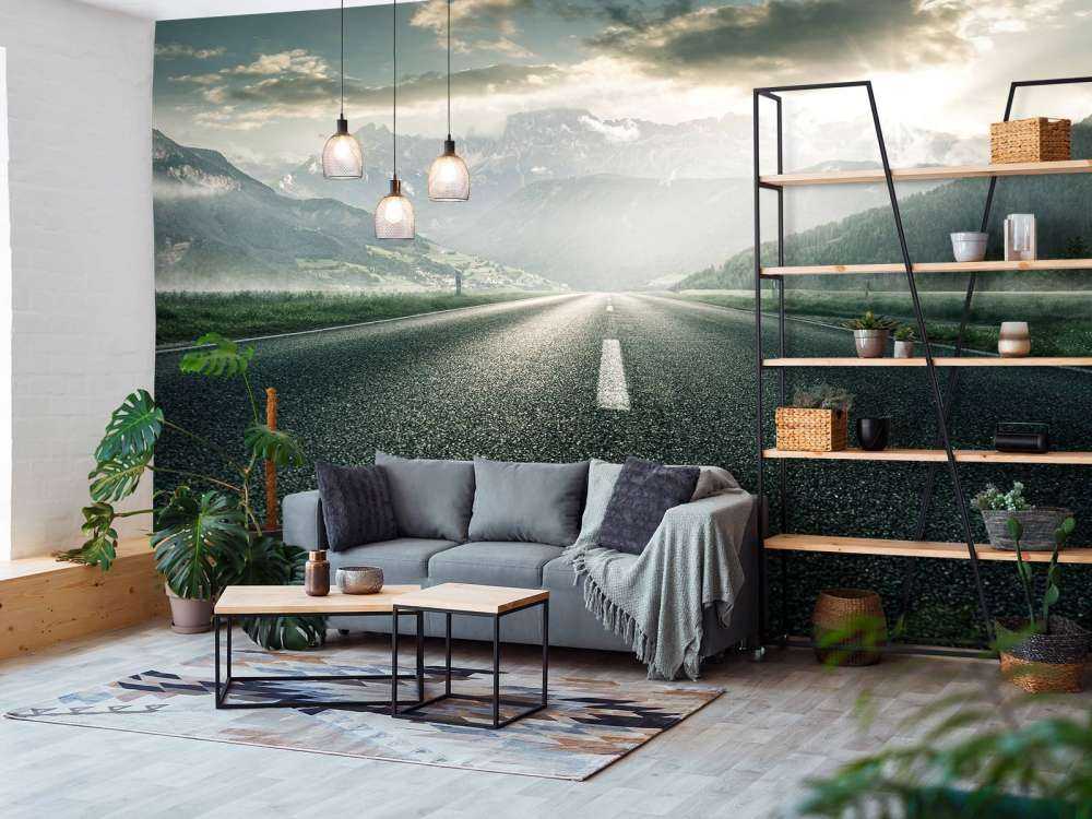 Vej i bjergrigt landskab