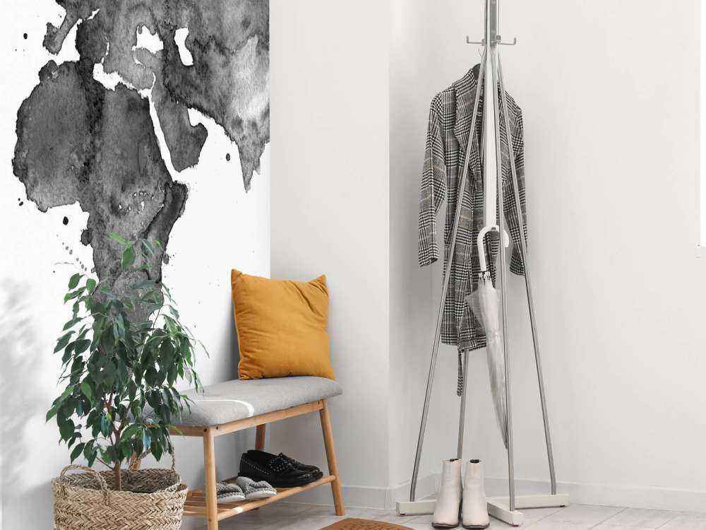 Sort verdenskort over akvarel