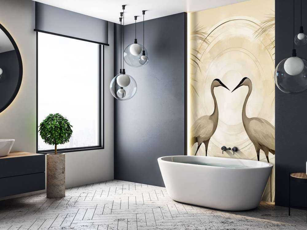 Kraner ved solnedgang taupe