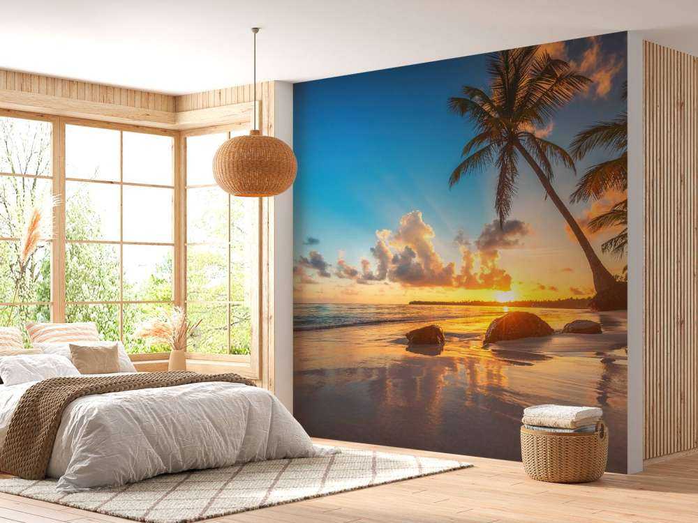 Palmetræer ved solnedgang