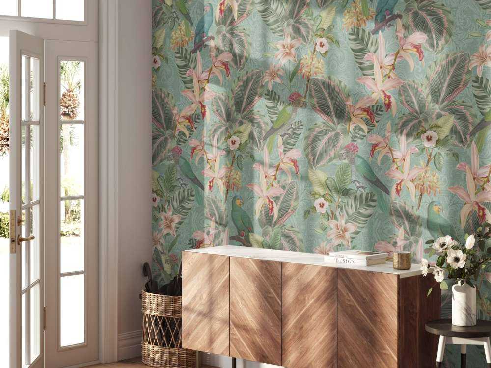 Tropiske junglefugle og papegøjer - mintgrøn