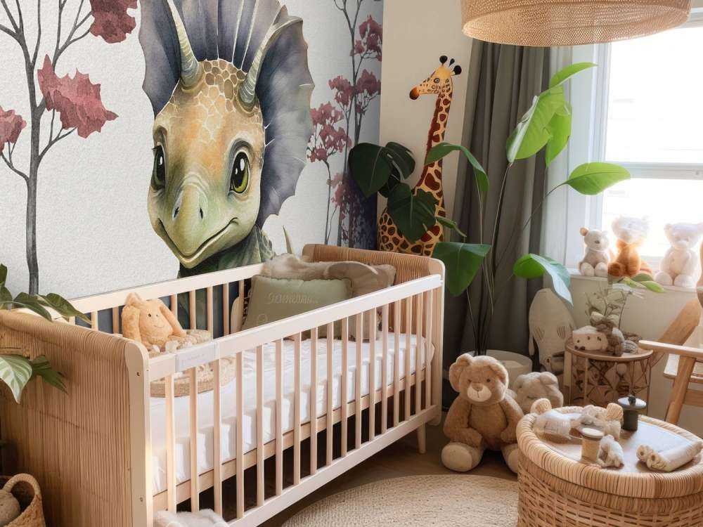 Baby triceratops i den rosa junglen