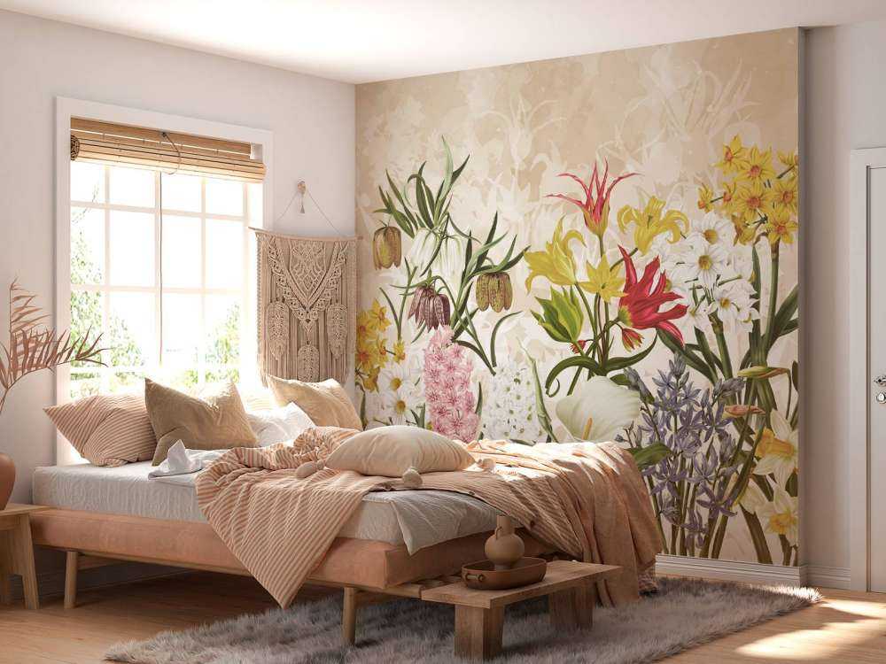 Forår Blomster - Varm Honning Beige