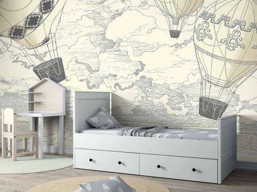 Hvide moderne varmluftballoner