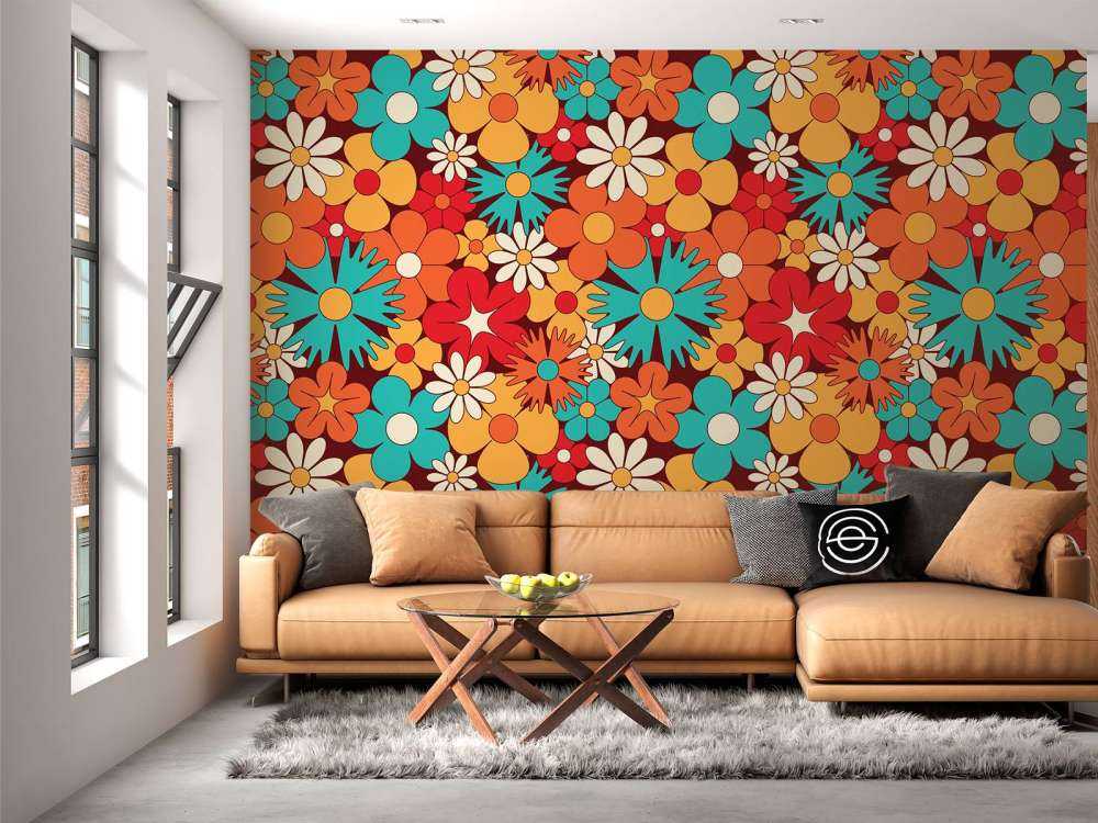 Muntere retro blomster