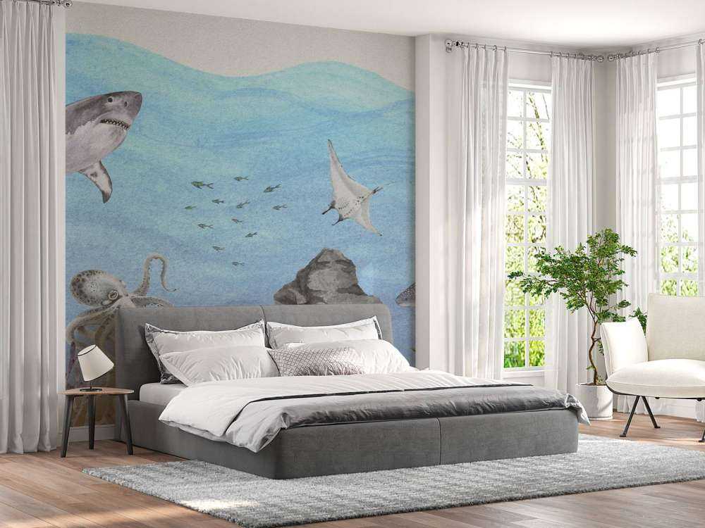 Undervandsverden med hajer