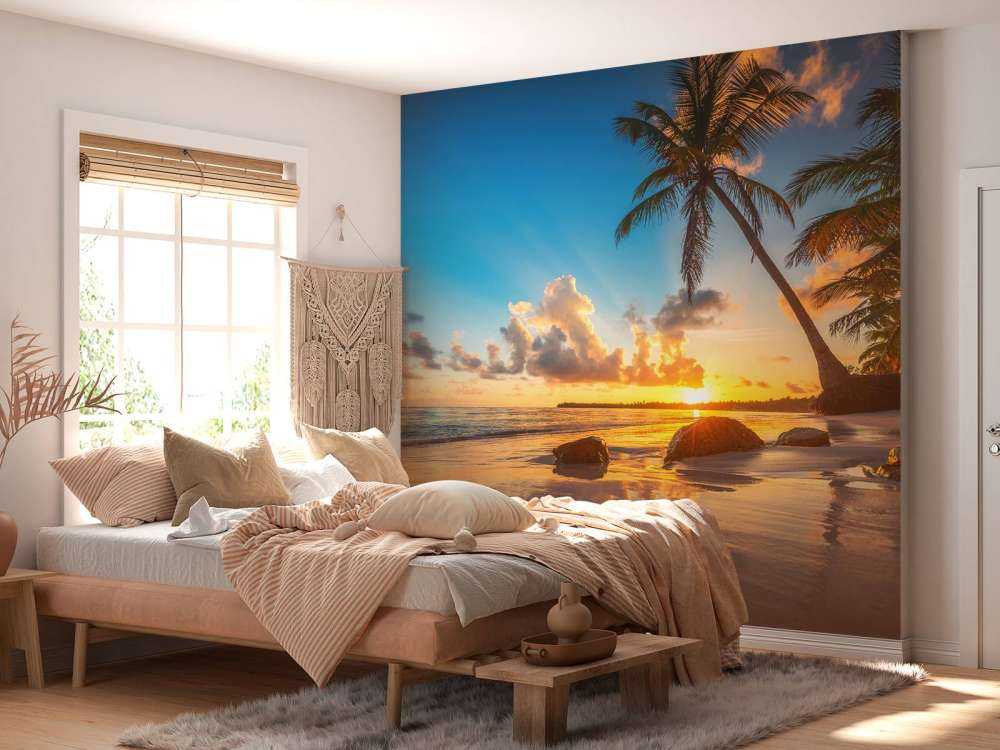 Palmetræer ved solnedgang