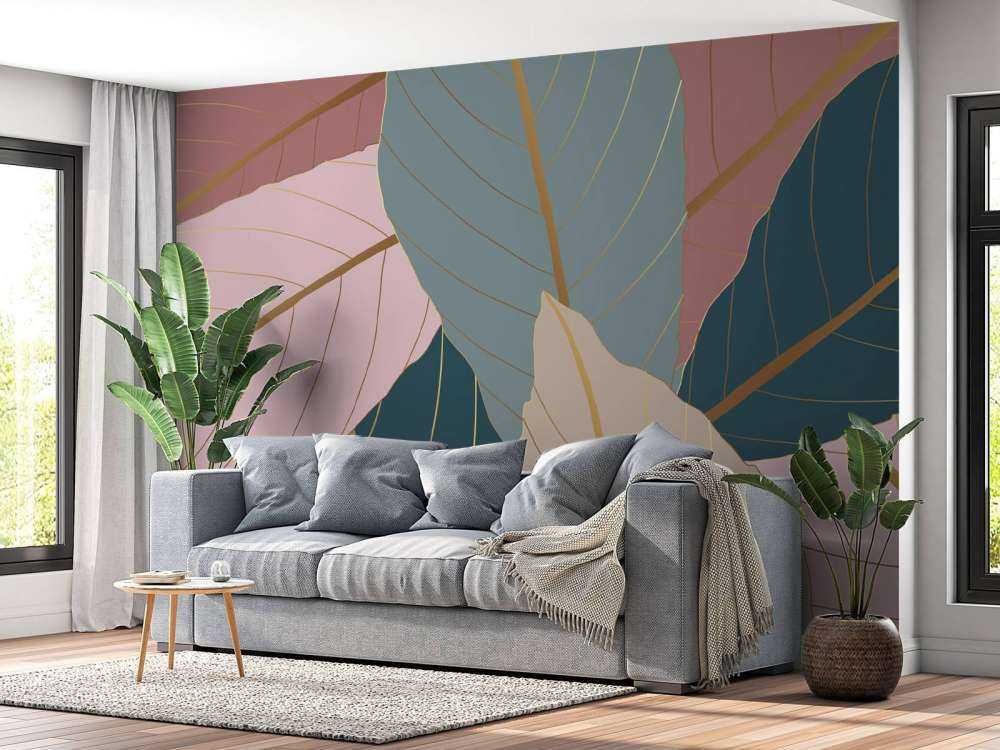 Tropiske blade med guld