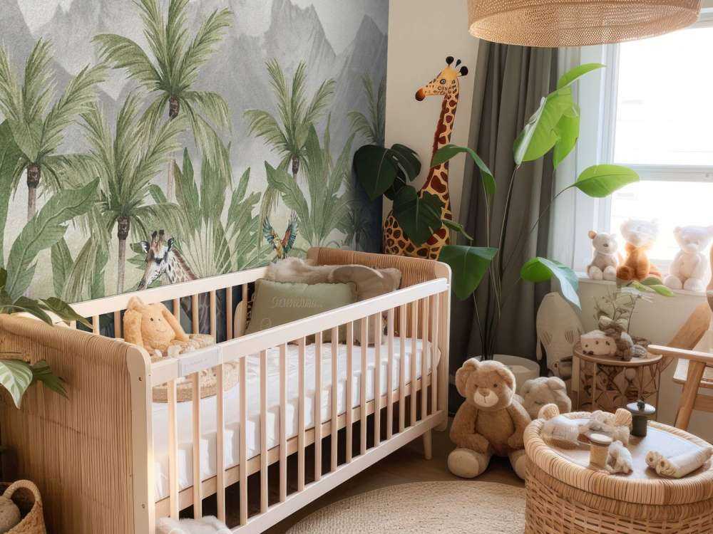 Bjerglandskab med dyr i farve