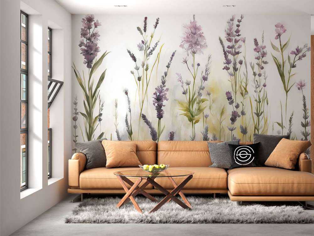 Lavendel Eng Sømløs Varm Beige