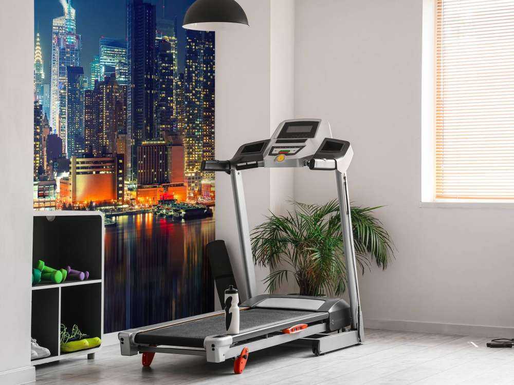 Fototapet New York skyline om natten