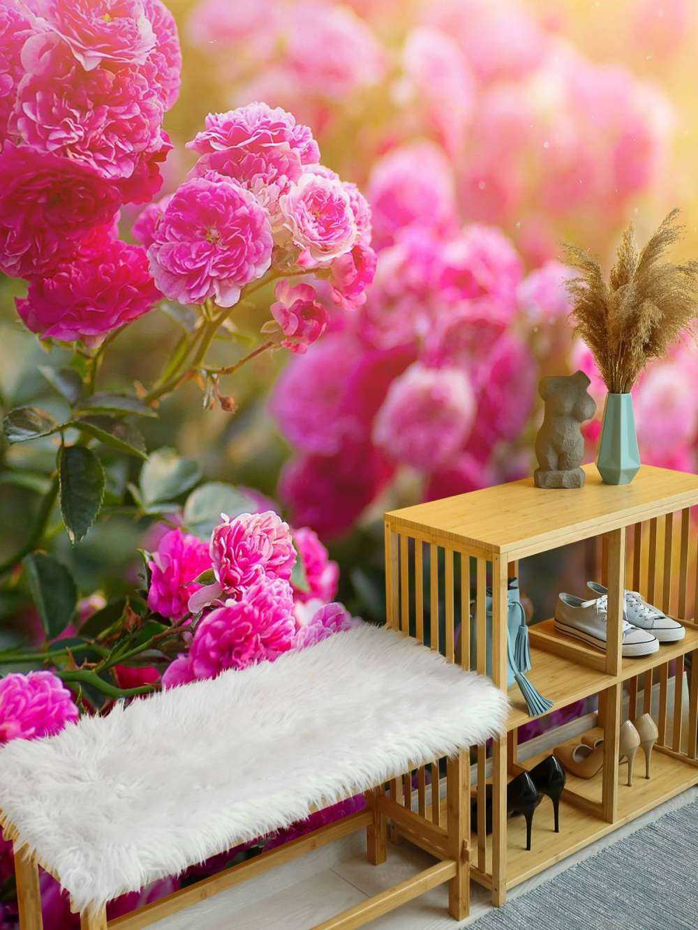 Lyserøde rosenbuske