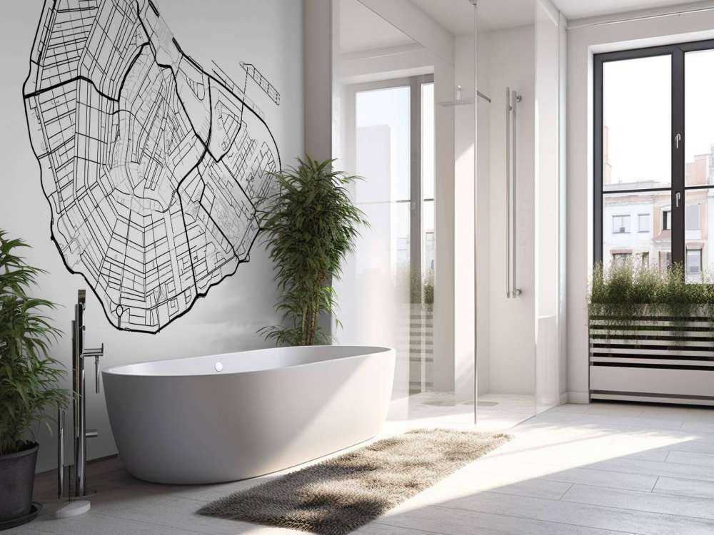 Amsterdam centrum kort, hvid