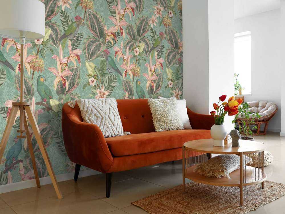 Tropiske junglefugle og papegøjer - mintgrøn