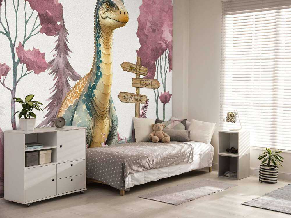 Baby brachiosaurus i den rosa junglen