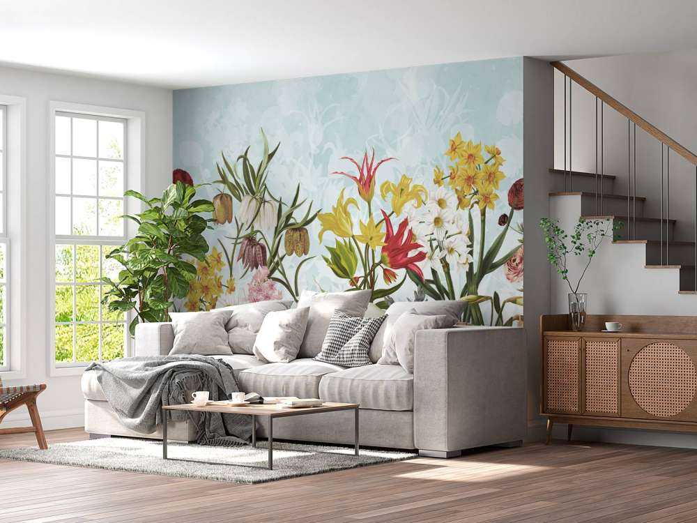 Forår Blomster - Blød Aqua Brise