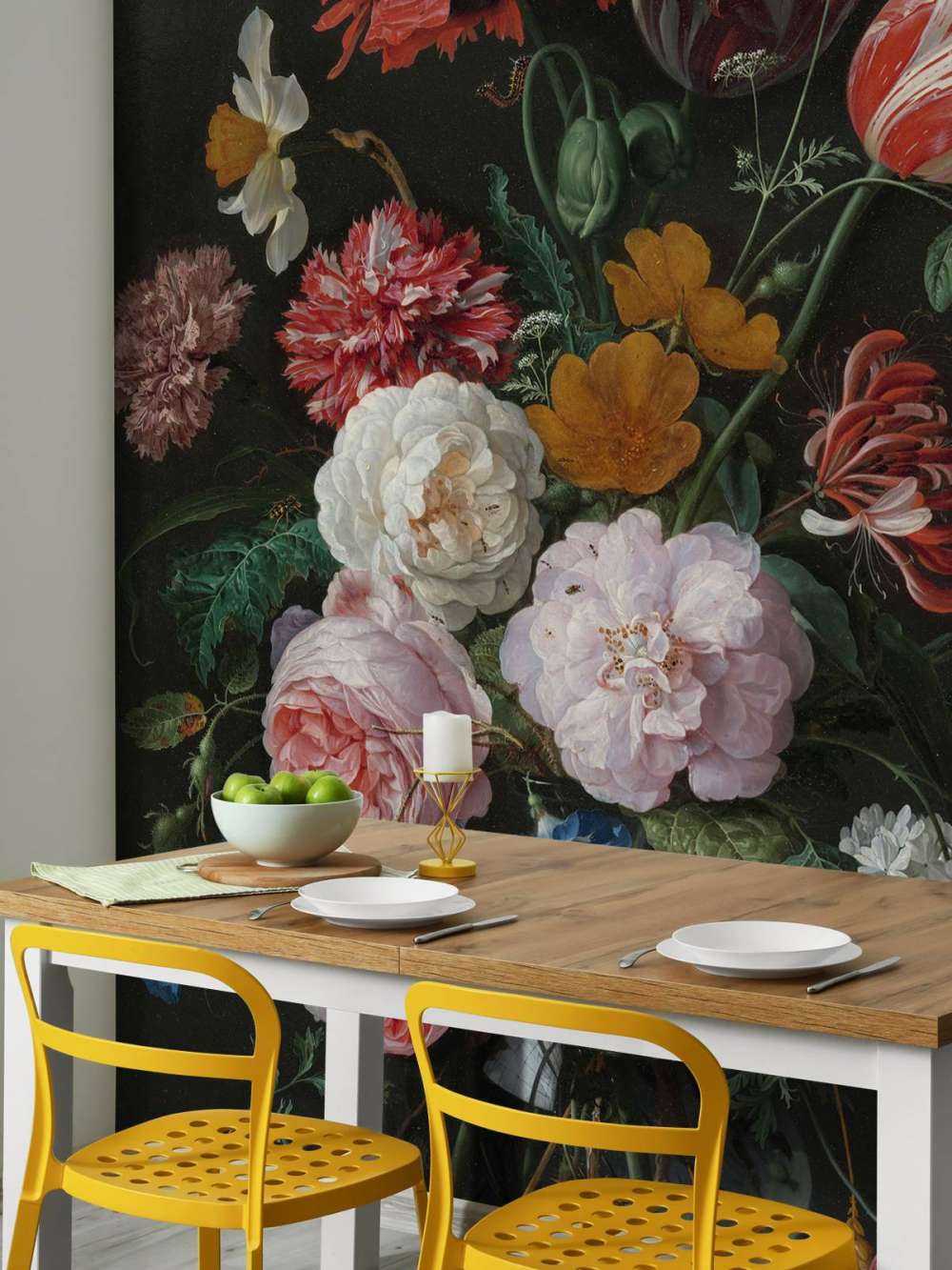 Stadig liv med blomster i en glasvase