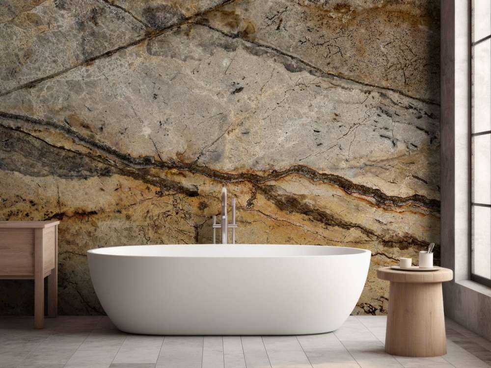 Sandfarvet marmor med riller