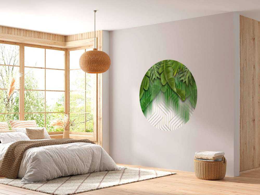 Gyldne linjer effekt med grønne blade