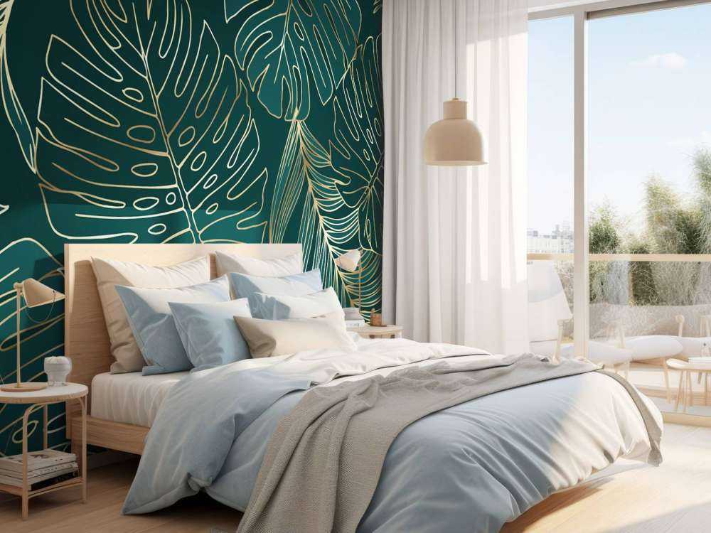 Gröna blad med guld