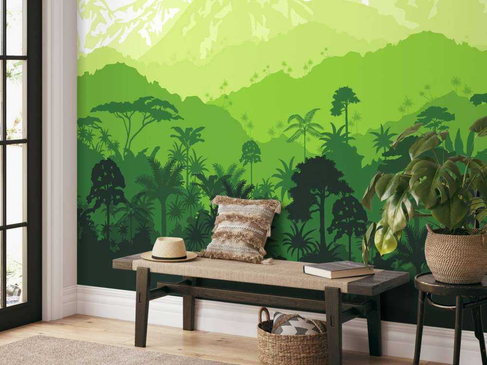 Djungelträd och höga berg