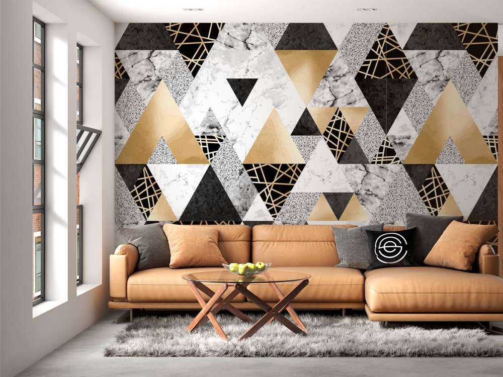 Marmor trianglar med guld