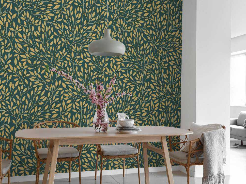 Lyxigt blommönster gult guld