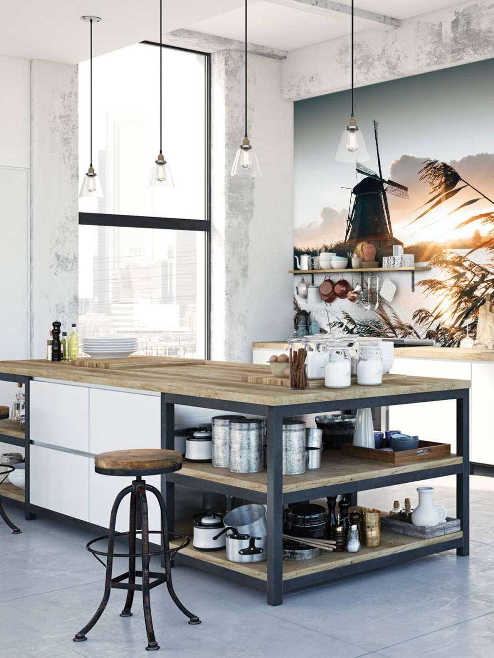 Väderkvarn vid soluppgång